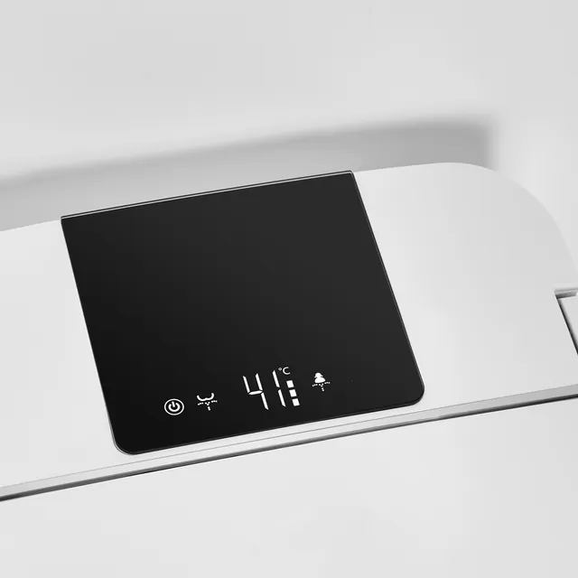 Close-up of the K4 inset black display panel on a white lid