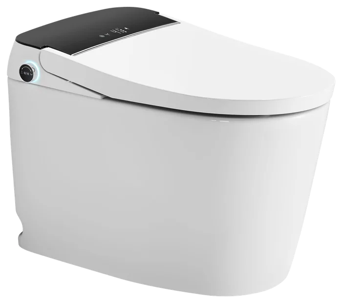 LORENTIS K1 smart toilet: white body with a black display top and a lit side dial